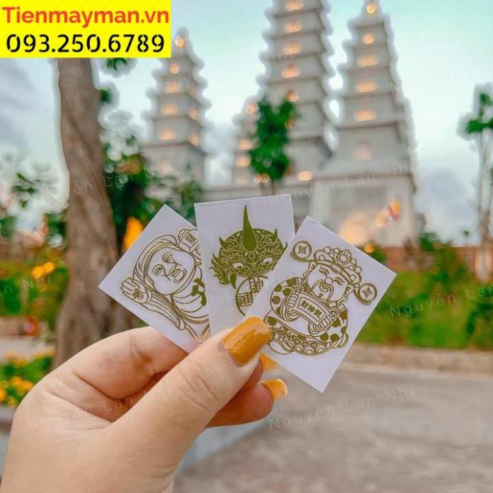 Combo 3 miếng linh phù tài lộc THẦN TÀI GIỮ CỦA - THẦN TÀI KHAI LỘC -T.IỀN VÔ NHƯ NƯỚC dán điện thoại, laptop ý nghĩa ph