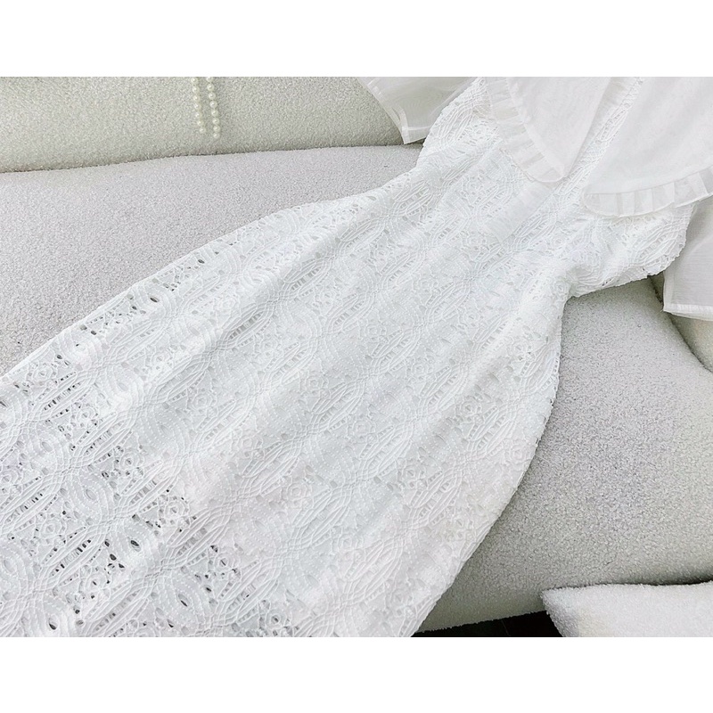 Đầm ren body cổ bèo dự tiệc, váy ôm body ren sang trọng