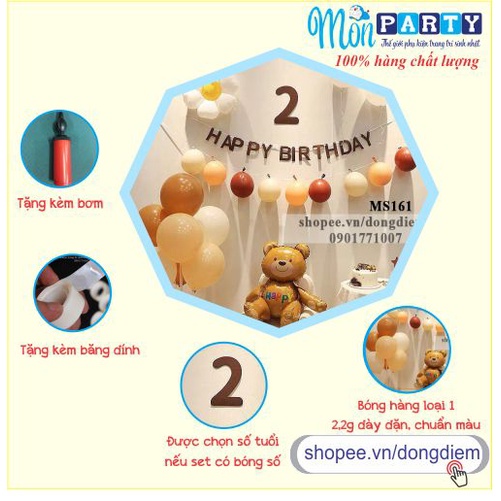 Set sinh nhật hàn quốc FREE SHIP Set bóng trang trí sinh nhật theo phong cách hàn quốc, tone màu pastel chuẩn đẹp
