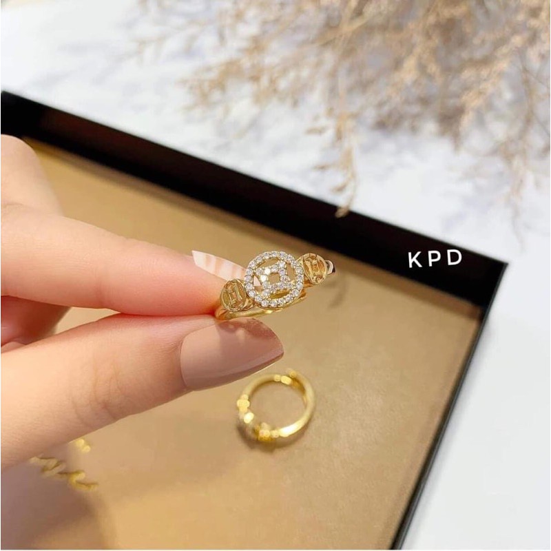 nhẫn kim tiền bạc 925 mạ vàng 24k