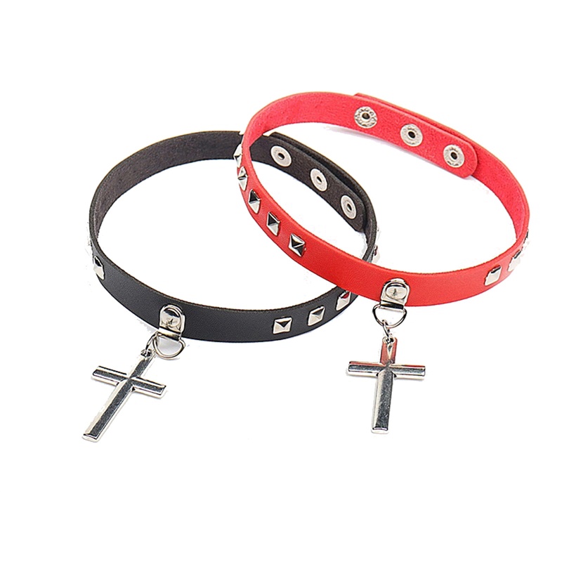 Vòng Cổ Choker Da Pu Phối Đinh Tán Phong Cách Punk Cổ Điển Thời Trang Cho Nữ