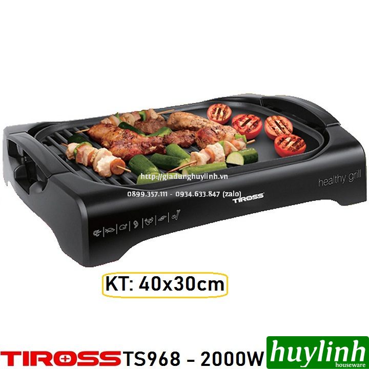 [Mã ELHAMS5 giảm 6% đơn 300K] Bếp - vỉ nướng điện Tiross TS968 - 2000W