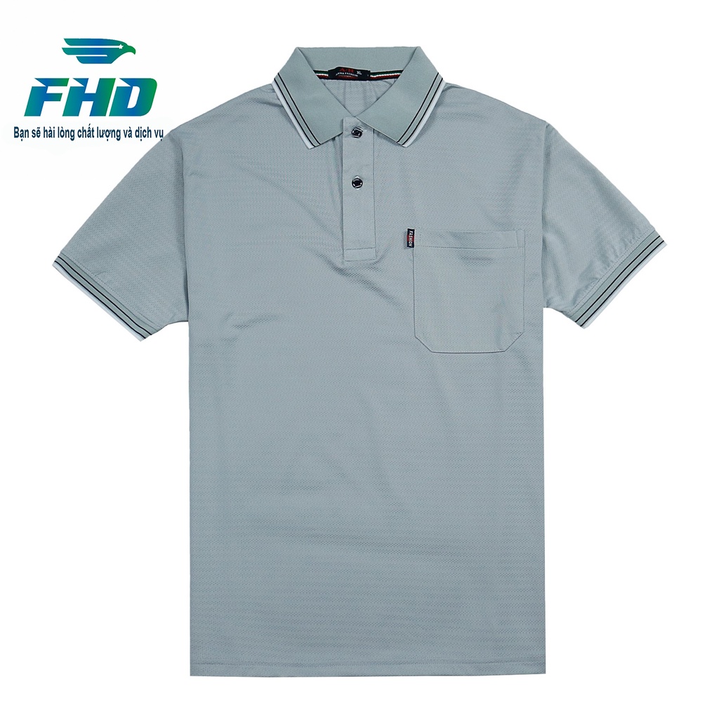 Áo thun trung niên nam có viền cổ áo có túi chất vải mềm mịn có lỗ thoáng khí mặc mát form to rộng rãi FHDA022_1