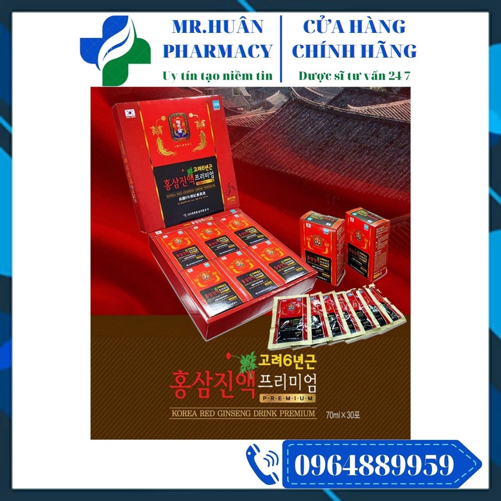 Korea Red Ginseng Drink Premium (Hộp 5 gói x 70ml) của Hàn - Nước hồng sâm Hàn Quốc 6 năm tuổi