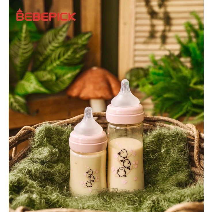 Bình Sữa Bebepick Cổ Hồng Nội Địa Hàn núm ti siêu mềm an toàn cho bé ppsu 150/250ml chính hãng
