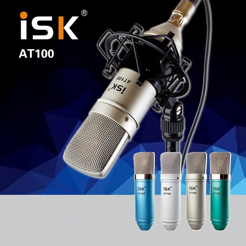 Combo Micro ISK AT 100 + Sound Card, Hát Livestream, Karaoke, Thu Âm, Stream Game, Auto Tune, Hiệu Ứng Cực Hay