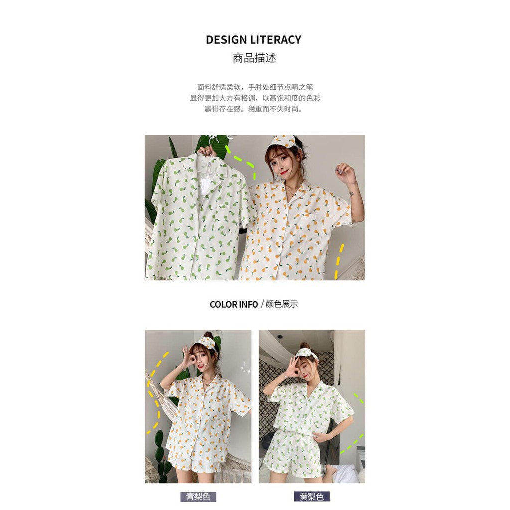 [Mã SKAMSALE8 giảm 10% đơn 200K] [RẺ VÔ ĐỊCH]Bộ Pijama Ngắn Tay - Bộ Ngủ Hoa Quả Lê Hai Màu Ulzzang Cute(ảnh thật) | BigBuy360 - bigbuy360.vn