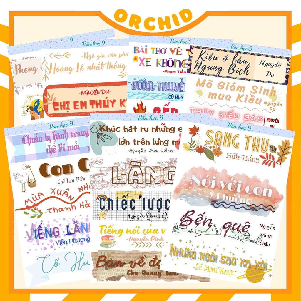 Sticker ngữ văn lớp 9, tiêu đề tác phẩm ngữ văn lớp 9