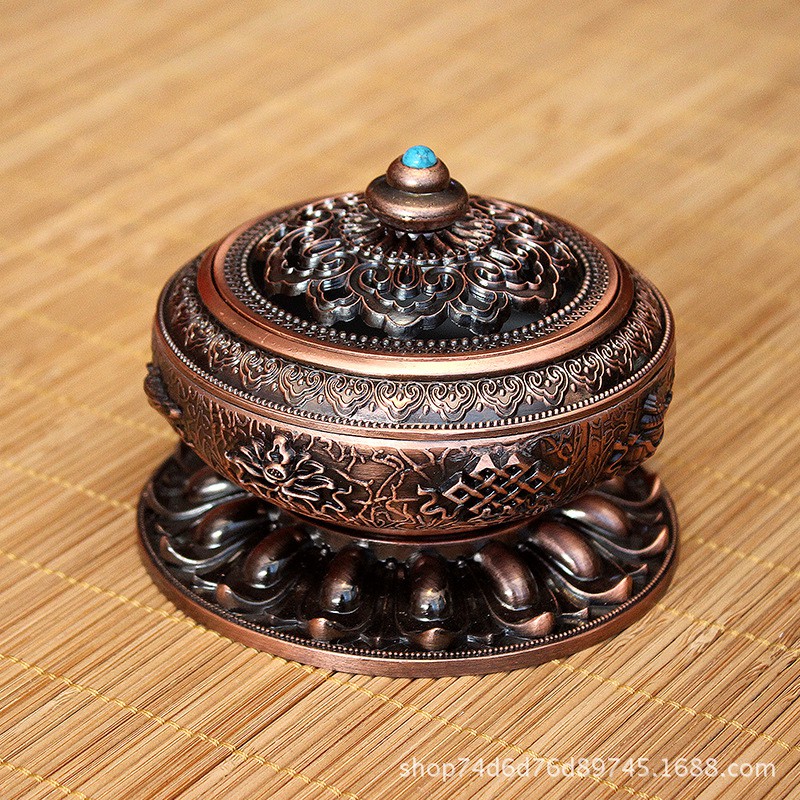 Lư xông trầm hương khắc hình Bát bảo