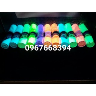 com bo 10 lọ bột dạ quang đủ màu ( tặng que vẽ, cọ vẽ )