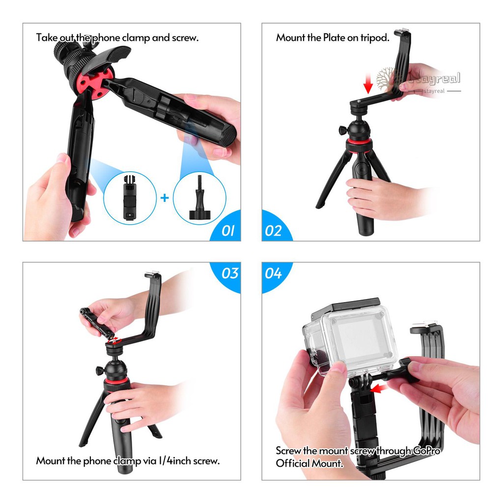 Phone Video Vlog Kit with Ball Head Tripod Microphone LED Light Phone Clamp Mount Adapter Remote Shutter with 3 Diffusers Compatible with Smartphone Action Camera DSLR Mirrorless Camera