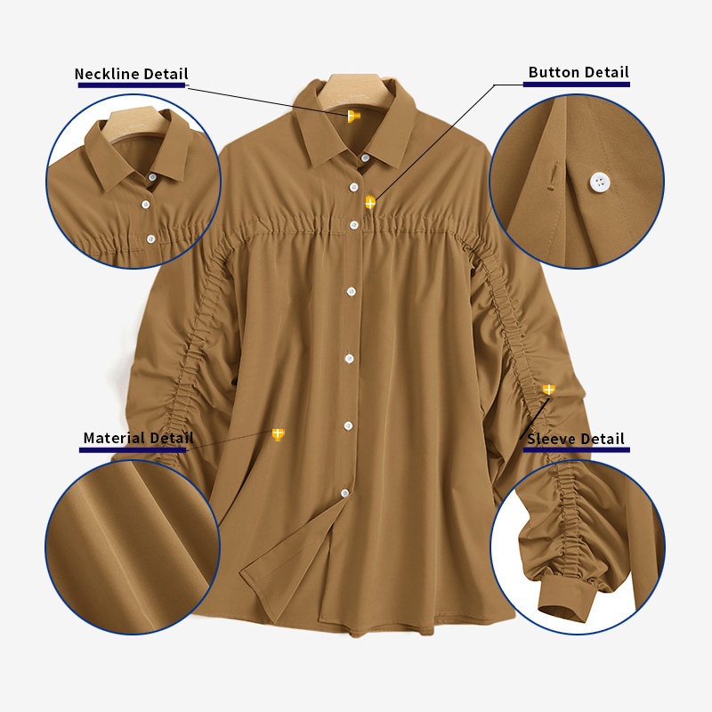 Áo sơ mi ZANZEA tay dài màu trơn thời trang Hàn Quốc nữ tính