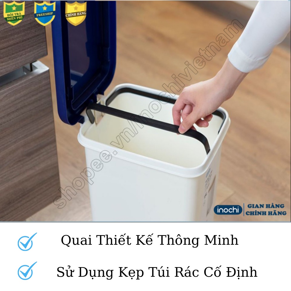 [Mã LIFEMALL2505 giảm 10% đơn 250K] Thùng rác inochi Nhựa Đạp Chân Nắp Đậy Chữ Nhật inochi 10 15 20 30 Lít