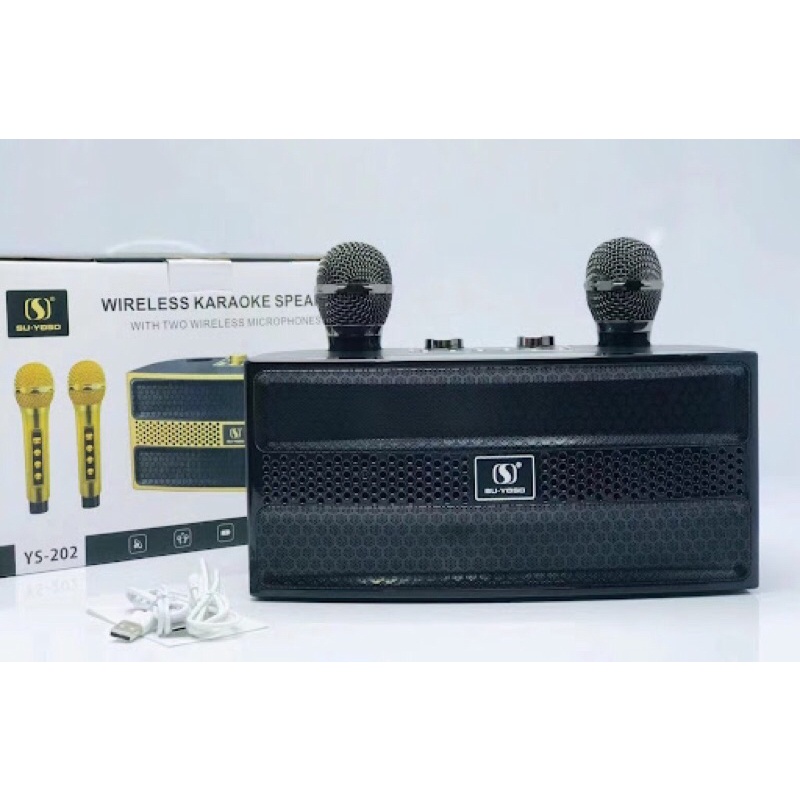 Loa Karaoke Bluetooth Di Động,Hiệu Ứng Reverb,Echo.Tặng Kèm 2 Micro Không Dây