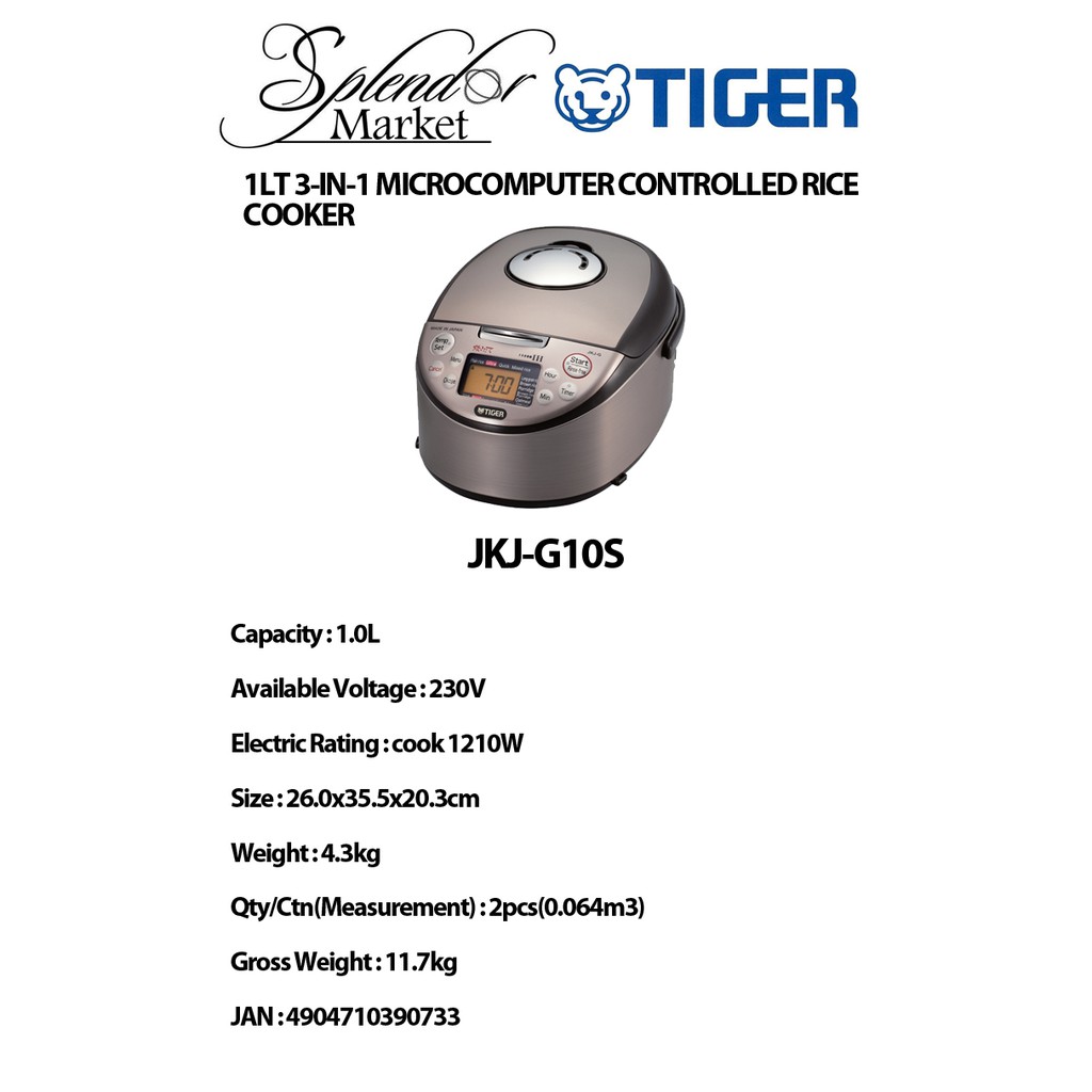 Nồi cơm điện tử Tiger JKJ-G10S 1L 1210W