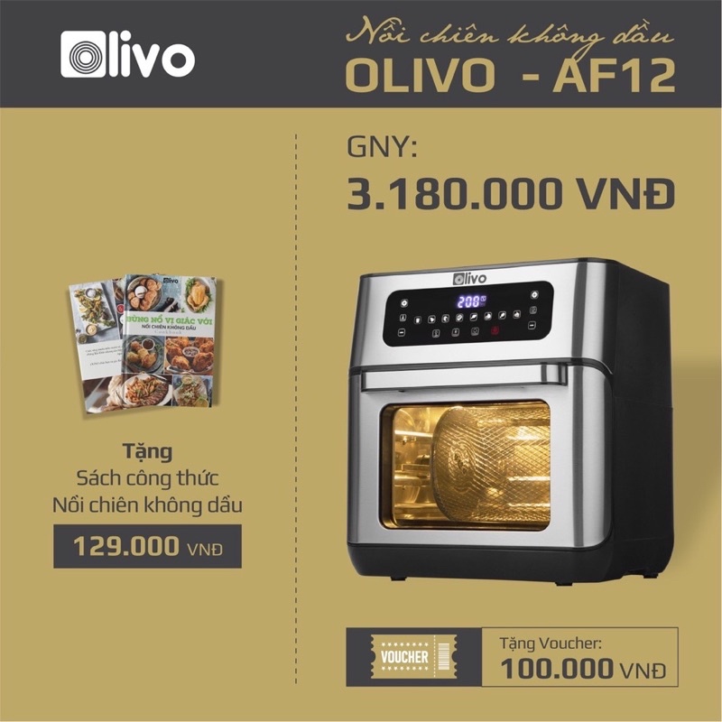 [Mã ELHADEV giảm 4% đơn 300K] Nồi Chiên Không Dầu OLIVO AF12 12Lít - Thương Hiệu Mỹ - [BẢO HÀNH CHÍNH HÃNG]