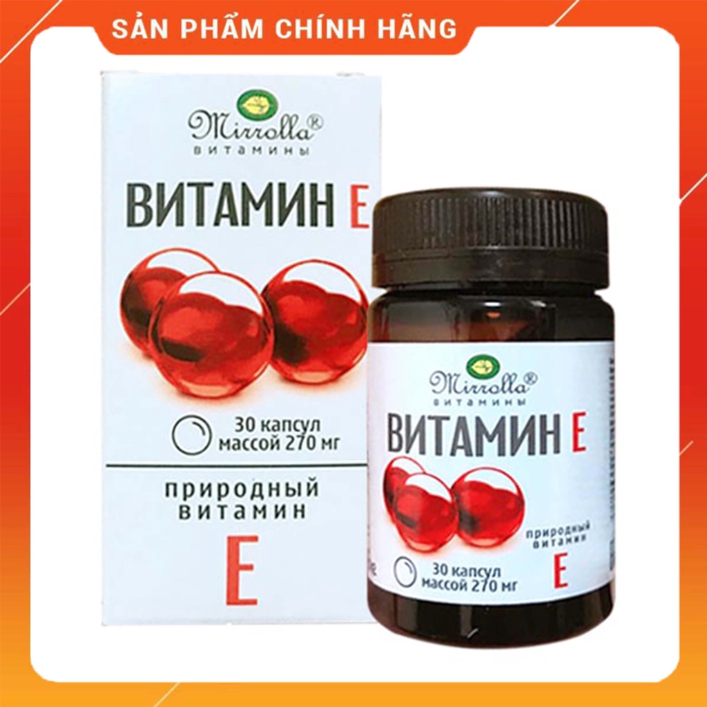 Viên Vitamin E đỏ Mirrolla, hỗ trợ sức khỏe, hộp 30 viên