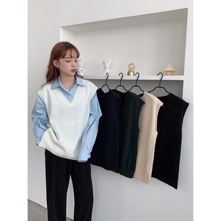 Áo gile len nhiều màu basic ulzzang Hàn Quốc [Yannie]