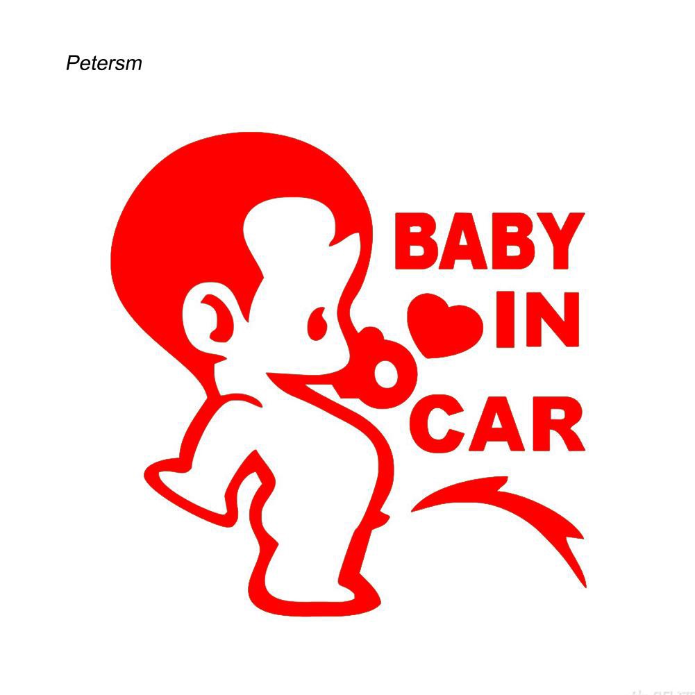 Decal dán trang trí phản quang in chữ Baby In Car