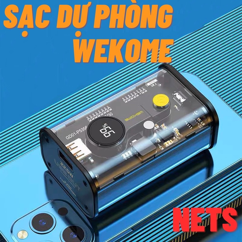 Sạc dự phòng Wekome 10.000mah vỏ trong suốt siêu đẹp