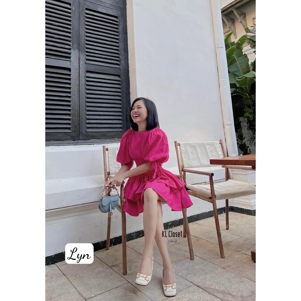 Váy tay bồng hai tầng xòe hàng thiết kế