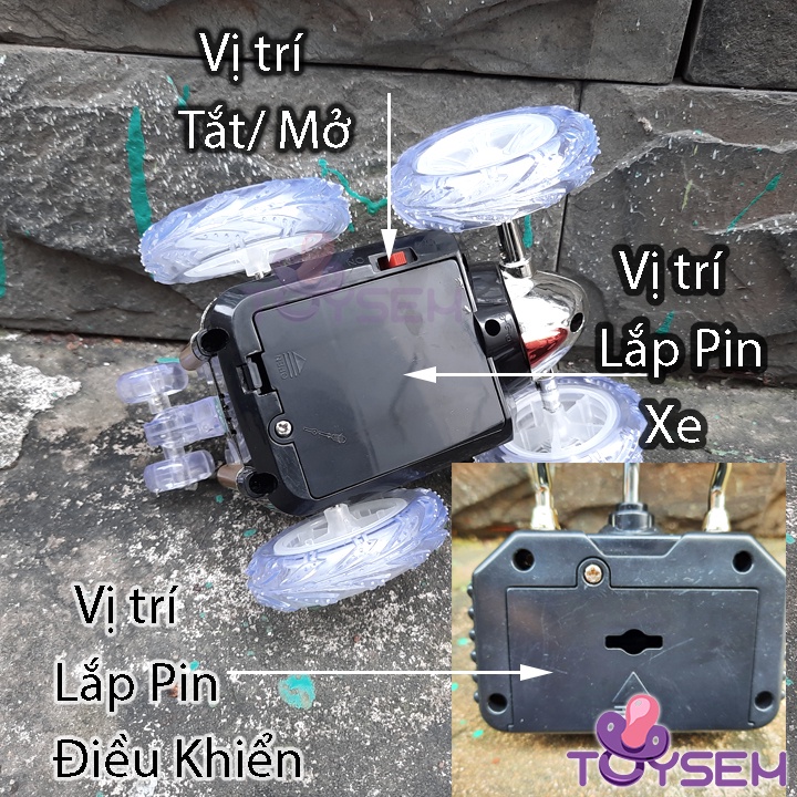 Đồ chơi xe dasher xoay 360 độ Toysem có đèn led điều khiển từ xa 4 kênh - Quà tặng sinh nhật cho bé