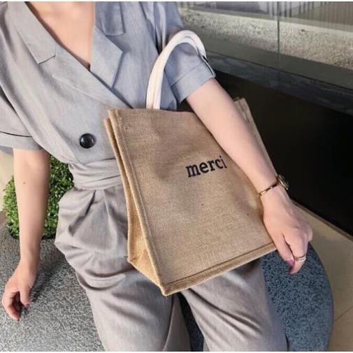 Túi cói Merci siêu HOT - túi cói vintage - túi cói đi biển - thời trang, rất tiện dụng