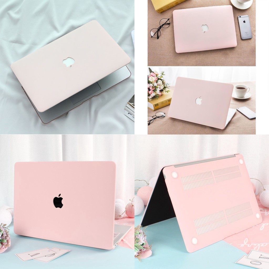 [SET 3 Món] Ốp Macbook, Case Macbook Hồng Pastel (Tặng Nút Chống Bụi, Kẹp Chống Gẫy