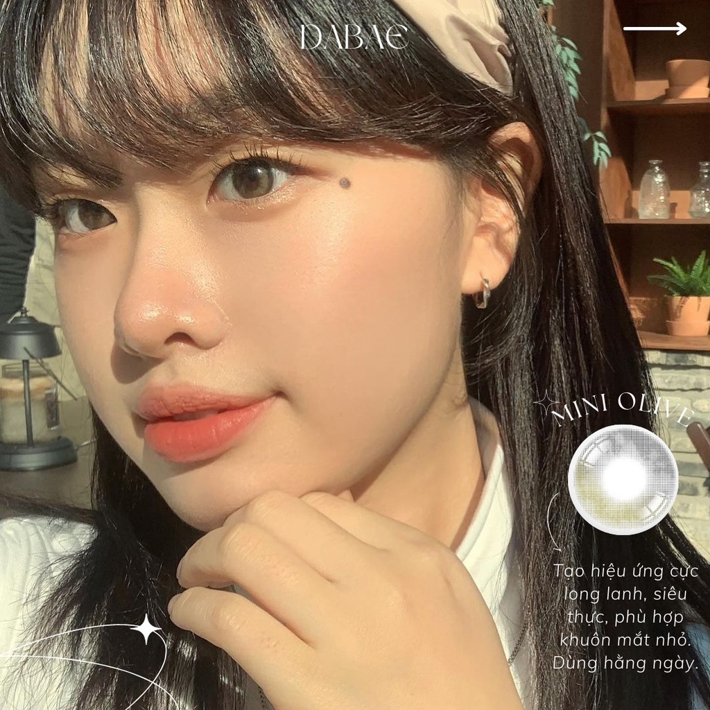 HANOIAN MINI hãng DABAE lens ombre xanh tự nhiên long lanh Sillicone Hydrogel có độ cận lệch