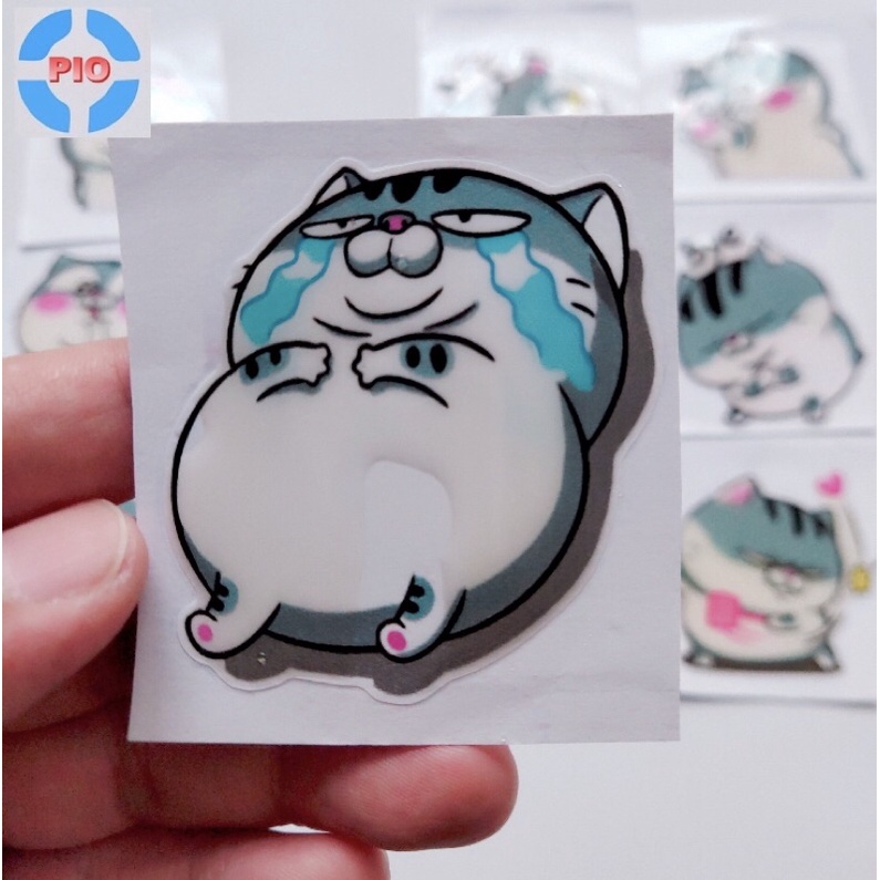 Tem Sticker Dập Nổi Cute Mèo Ami Bụng Bự Ngộ Nghĩnh