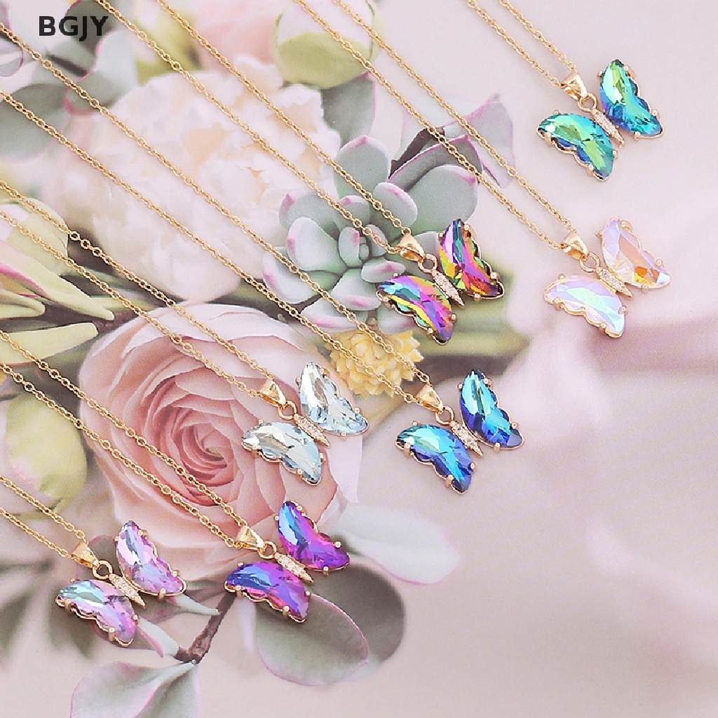 Vòng cổ Mặt Hình Bướm Bằng Thép Không Gỉ Màu Gradient Thời Trang Dành Cho Nữ Mới