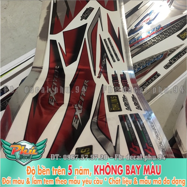 Tem rời crom Exiter 135 2006-2010 đỏ đen -1