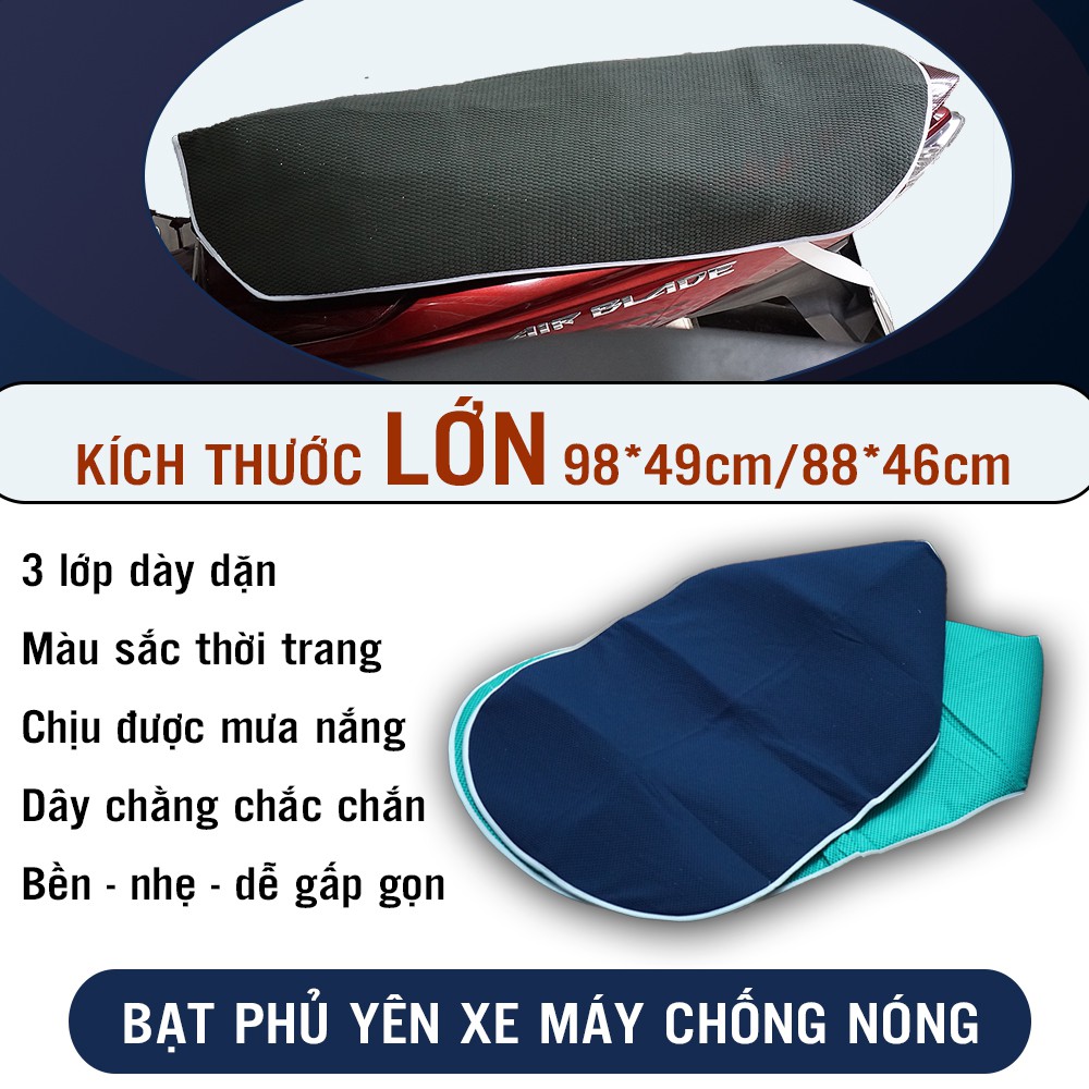 Tấm Bạt Đệm Miếng Phủ Trùm Lót Che Yên Xe Máy SIZE LỚN Chống Nóng Nắng Mưa 3 Lớp Cao Cấp