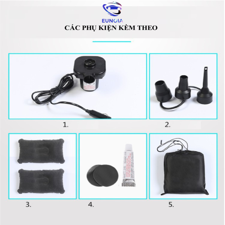 Đệm Hơi Ô Tô Cao Cấp - Bao Gồm Bơm Điện, Gối, Miếng Vá Dự Phòng