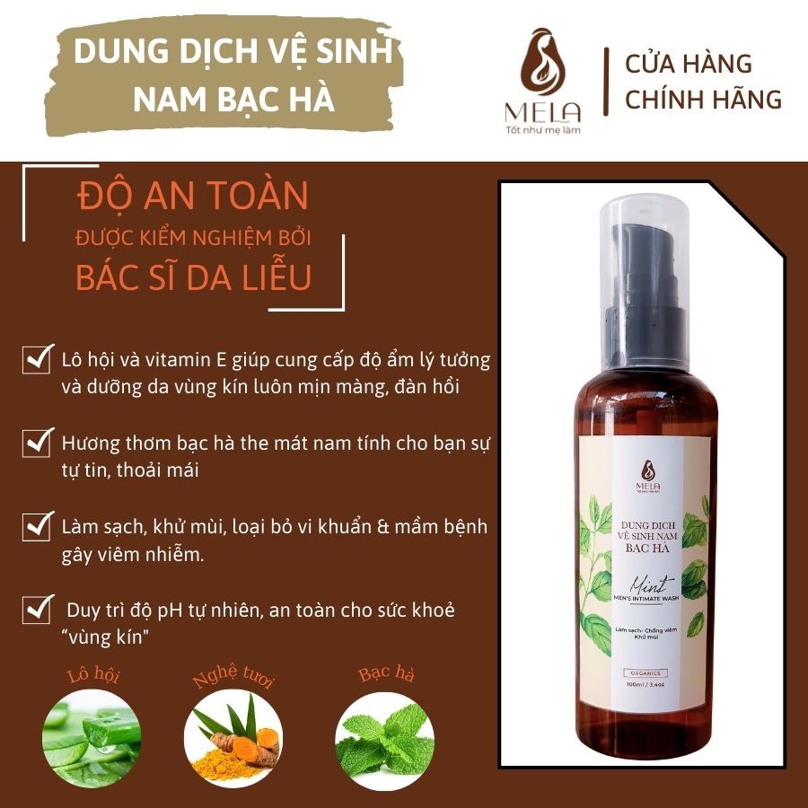 DUNG DỊCH VỆ SINH NAM BẠC HÀ MELA 100ML