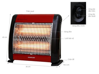 Quạt sưởi Sunhouse SHD7015 - Quạt sưởi halogen
