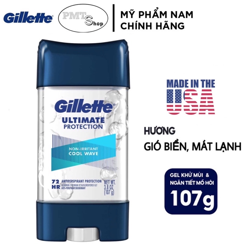 Lăn khử mùi nam Gillette Clear Gel 107g Cool Wave 6in1 Ultimate | Sport TriumPh | Arctic Ice | Power Rush 108g