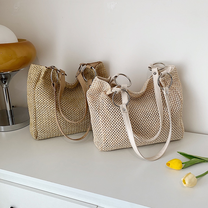 Túi đeo chéo JASMIN NOIR nắp gập bằng cói thiết kế đơn giản thời trang cho nữ