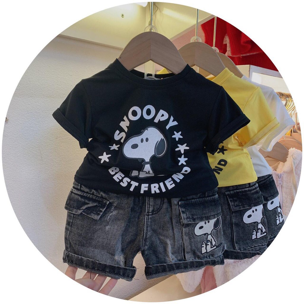 Bộ SNOOPY quần jeans áo phông cho bé trai- BSQJ