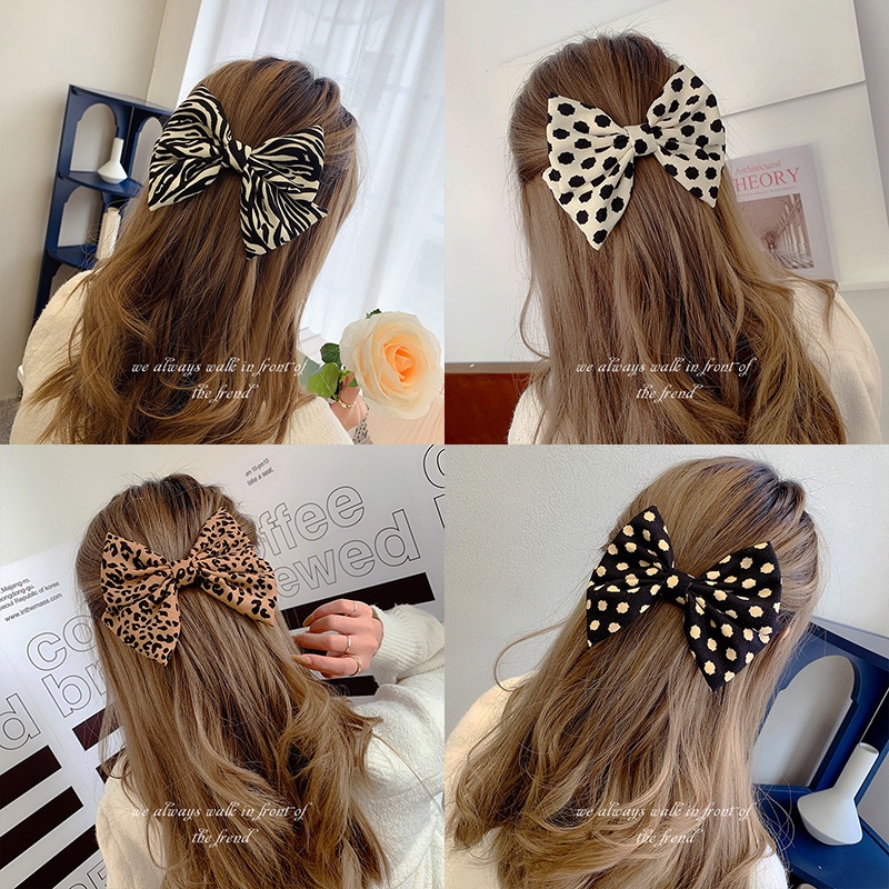 Kẹp Tóc Hình Nơ Lớn Màu Đỏ Phong Cách Hàn Quốc Cho Nữ
