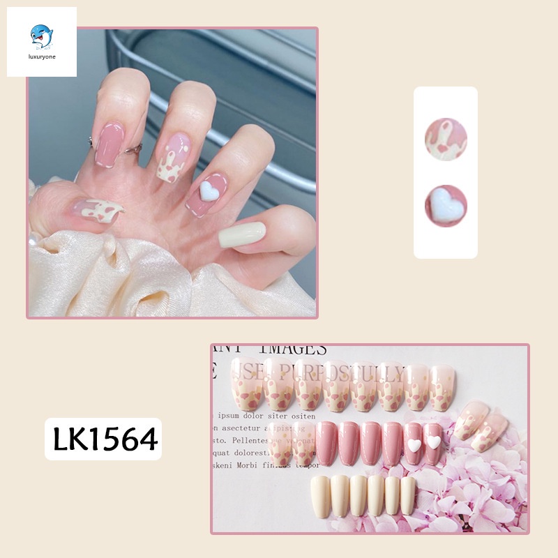 Bộ 24 móng tay giả hình trái tim sáng tạo bắt mắt