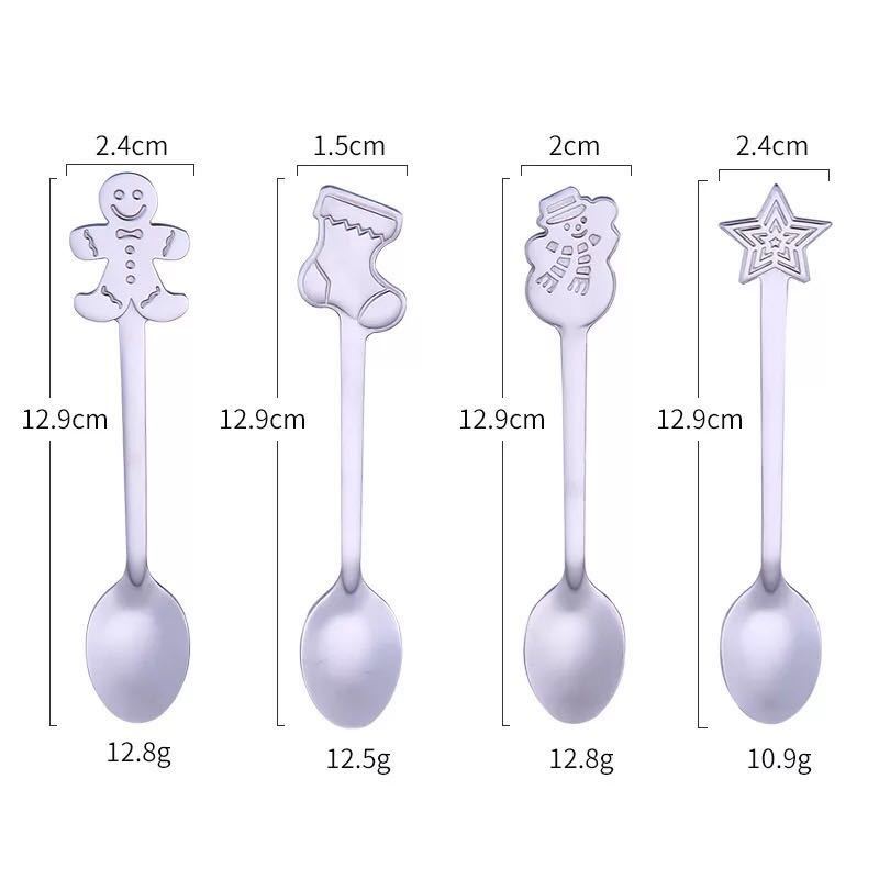 Bộ 4 muỗng cà phê bằng thép không gỉ họa tiết giáng sinh