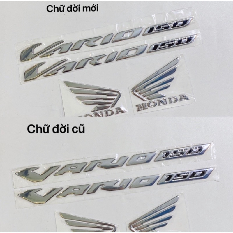 Bộ tem chữ Vario 150 đen mẫu mới kèm cánh chim honda, hàng cao cấp