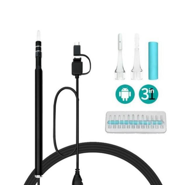 - Camera Nội Soi Tai Siêu Nét Đi Kèm Bộ Đầu Lấy Ráy - Thiết kế Thông Minh, Nhỏ Gọn, Chống nước