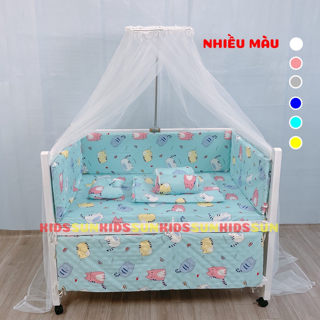 Chăn Cotton Gối Lõm Gối Chặn KIDSSUN Cho Cũi Trẻ Em Chất Liệu 100% Cotton Nhiều Màu Sắc