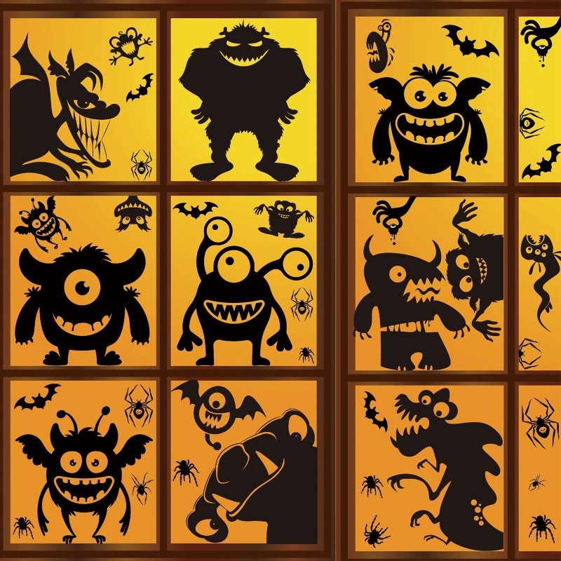 QQ Set 44 Sticker Dán Cửa Kính Cửa Sổ Trang Trí Halloween
