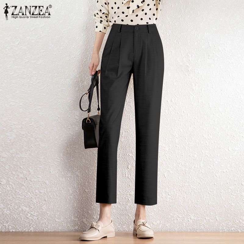 Zanzea Quần Dài Tới Mắt Cá Chân Màu Trơn Dáng Ôm Thiết Kế Đơn Giản Thời Trang