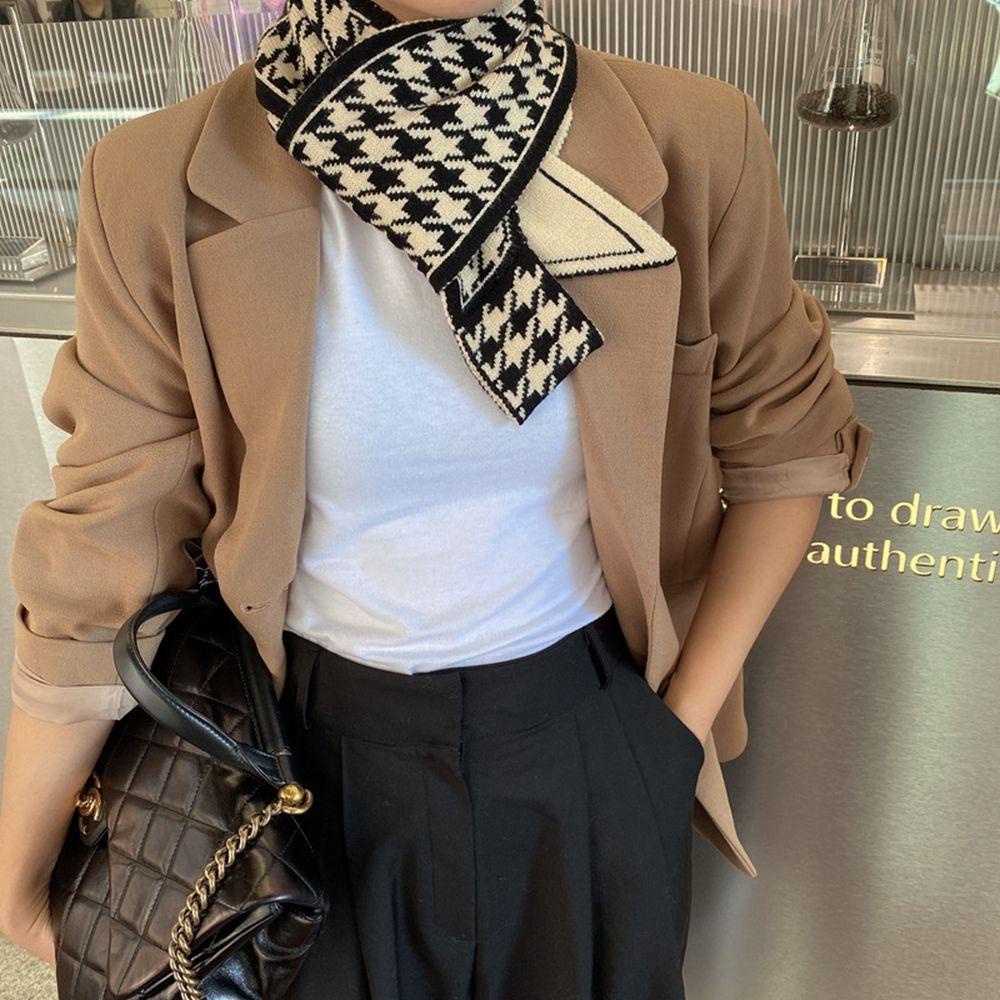 Khăn Choàng Cổ Đan Len Họa Tiết Da Báo Phong Cách Hàn Quốc Thời Trang Thu Đông Cho Nữ