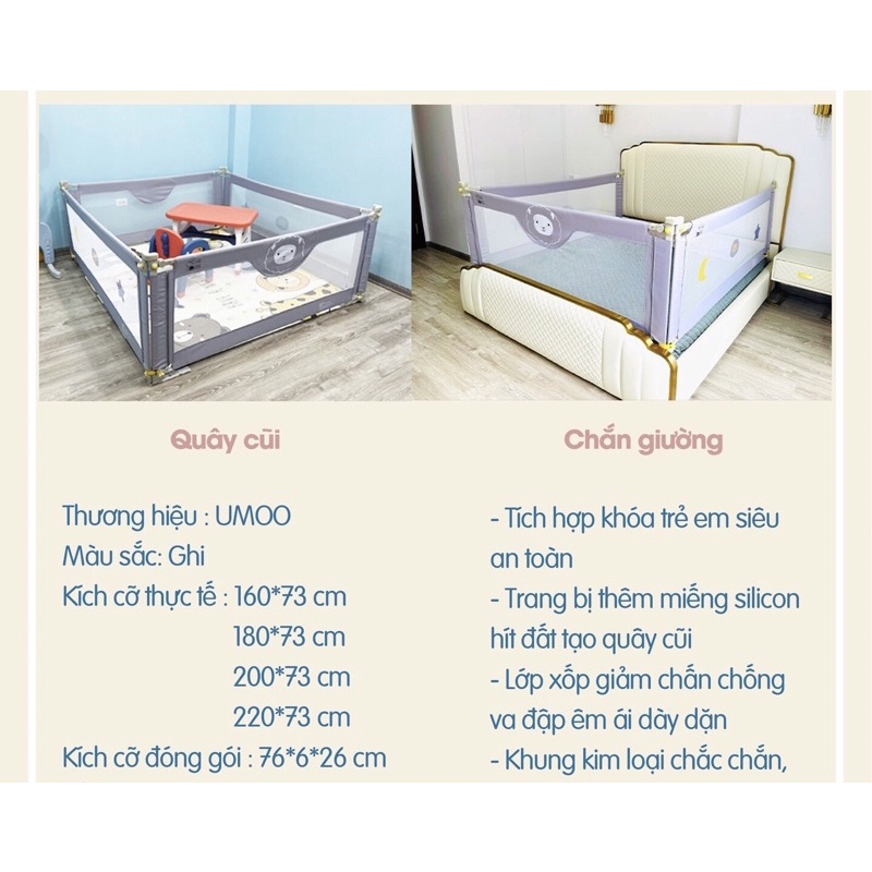Thanh chắn giường cao cấp dạng trượt Umoo