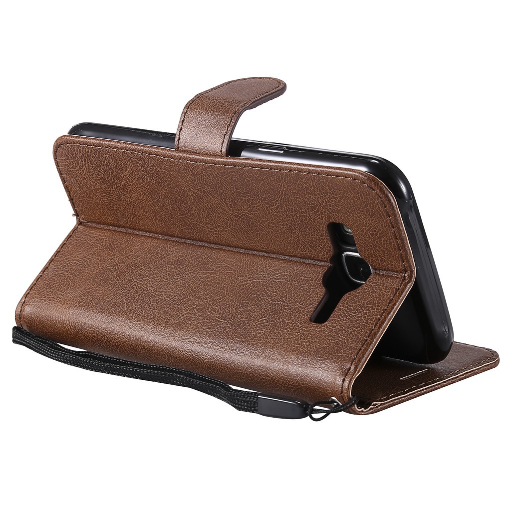 Bao da điện thoại nắp lật có ngăn đựng thẻ màu trơn cho Samsung J3 J5 J7 2016 | BigBuy360 - bigbuy360.vn